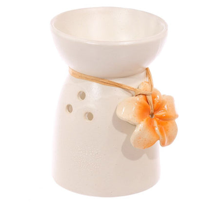 Eden Speckled Cream Ceramic Burner with Flower